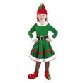 thumbnail image 2 of IVEYRTF Children Performance Complete Set with Hat Dress Belt Socks and Shoes for Holiday Party School Festival Play Outfit for Kids Girls Boys Christmas(Green,9-10 Years), 2 of 8