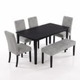 thumbnail image 4 of Home Design Guysaka 6-Piece Dining Set with Modern Rectangular Table, 4 Upholstered Corduroy Dining Chairs & Upholstered Bench, Light Gray, 4 of 18