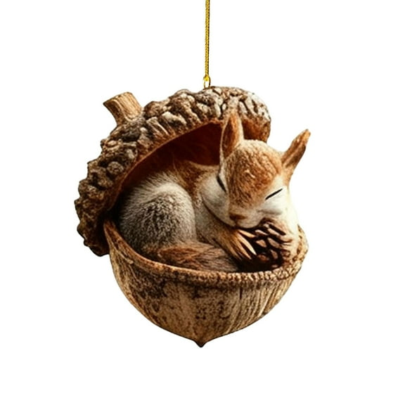 Forest Animal Acorn Ornaments, 2D Acrylic Animal Shapes Tree Ornament, Animal Christmas Ornament,Forest Animal Decoration, Acrylic Hanging Pendant for Xmas Tree Decorations, Hanging Ornament