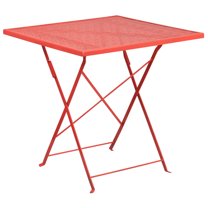 Flash Furniture Oia Commercial Grade 28" Square Coral Indoor-Outdoor Steel Folding Patio Table