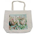 thumbnail image 1 of Easter Bunny Shopping Bag, Photo of Chocolate Eggs Holidays Gifts in Pastel Colors Spring Time, Eco-Friendly Reusable Bag for Groceries Beach and More, 15.5" X 14.5", Cream, by Ambesonne, 1 of 2