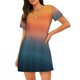 thumbnail image 1 of Fotbe yellow orange and teal Bata de Dormir para Mujer con Estampado, Camisón de Algodón de Manga Corta, Ropa de Dormir Casual, 1 of 6