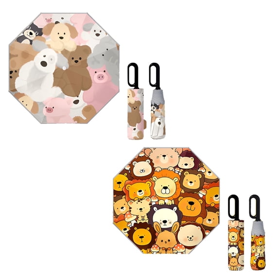 MISSMILE 2Pcs Kids Umbrella, Wind-Resistant Frame, Stylish & Strong Mini Umbrella, Style 1