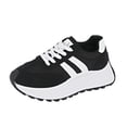 thumbnail image 5 of Rokment Women's Vintage Platform Chunky Low Top Fashion Sneakers Fall Winter Retro Casual Color Block Patchwork Height Increasing Skateboard Tennis Walking Shoes Comfortable Black Size 6, 5 of 6