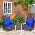 thumbnail image 2 of Outsunny Patio Bistro Set PE Rattan Garden Sofa Set 3 Pieces Blue, 2 of 10