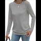 thumbnail image 2 of Camisas de Larga para Mujer, Túnicas, Blusas Holgadas, Elegantes, Cuello Redondo, Suéteres Básicos. Gris S, 2 of 10