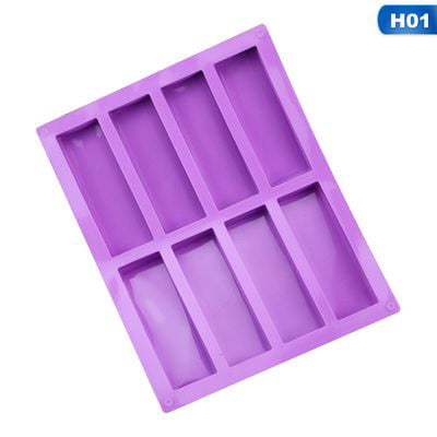 8-Cavity Silicone Rectangle Cake Mold Chocolate Baking Tray Ice Cube Soap Mould 