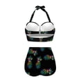 thumbnail image 2 of DHFJKG Women High Waisted Bikini Two Piece Swimsuit Tropical Self Tie Halter Bikini Top With Tummy Control Shorts Bottom Summer Stylish Beachwear, 2 of 4
