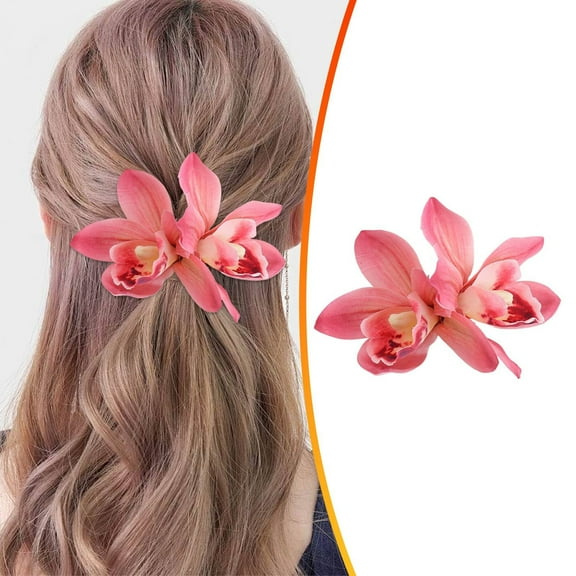 Clearance! Liulin 2 Pack Hawaiian Hair Flowers, Hibiscus Flower Hair Clips, Floral Hair Accessories for Wedding, Bridal, and Tropical Beach Party, Women’s Floral Orchid, Beach Hair Accessories