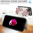thumbnail image 4 of Allytech iPhone SE 2022 2020 Case with Card Holder, Stylish Flower with Glitter Bling Rhinestone Stand Shockproof Slim Fit Bumper Wallet Case for Apple iPhone SE 3rd 2nd Gen/ iPhone 8/7 - Rose, 4 of 7