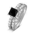thumbnail image 3 of Luxurious 1.50 Carat Princess cut Black and White Diamond Wedding Ring Set, 3 of 4