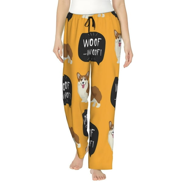 Balery Corgi Pantalones de pijama para mujer, pijamas ultraligeros, pantalones de estar por casa-Medium