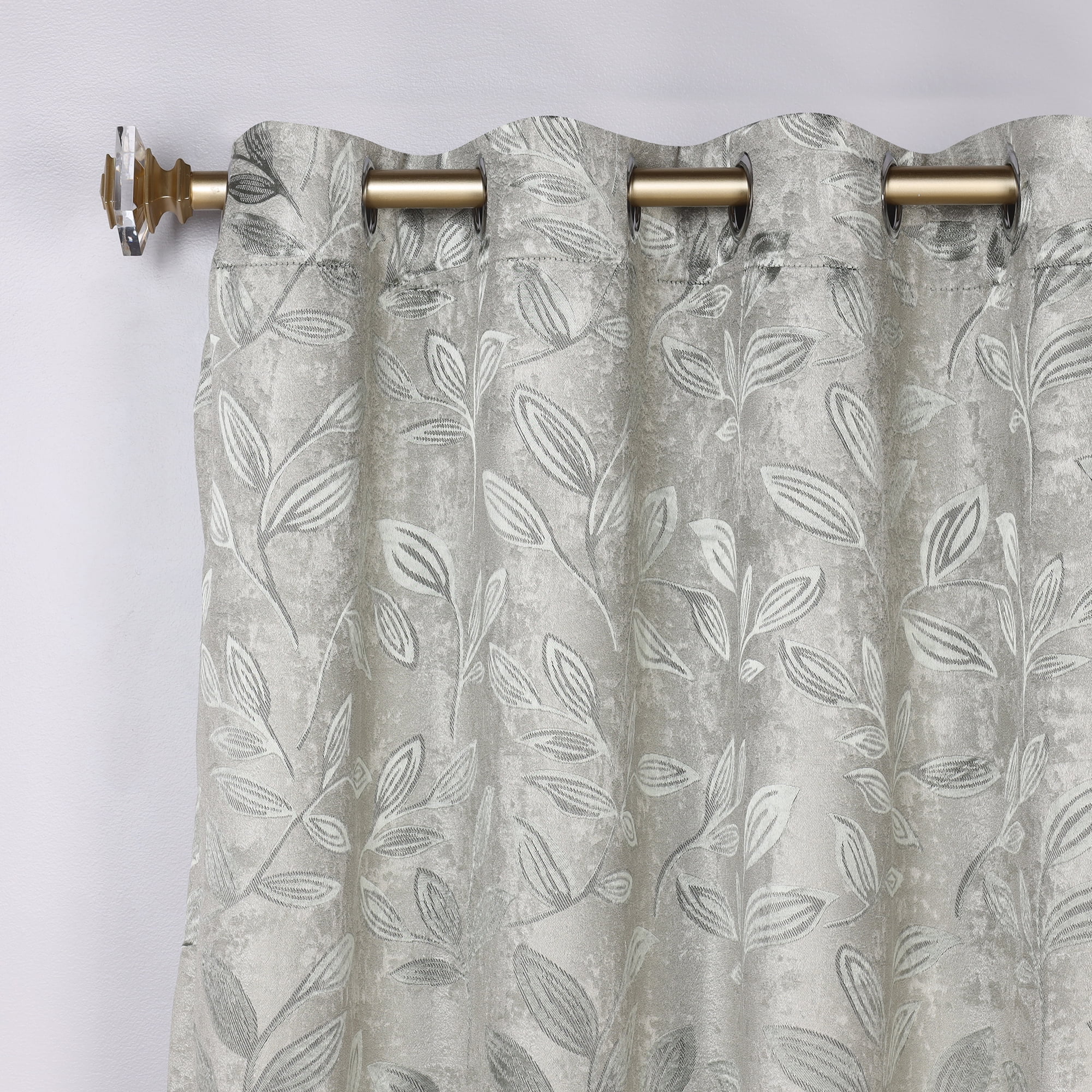 Superior Blackout Leaves Curtains Set of 2, Light Filtering Grommet Curtain Panel Set, Sage, 70"W x 84"L