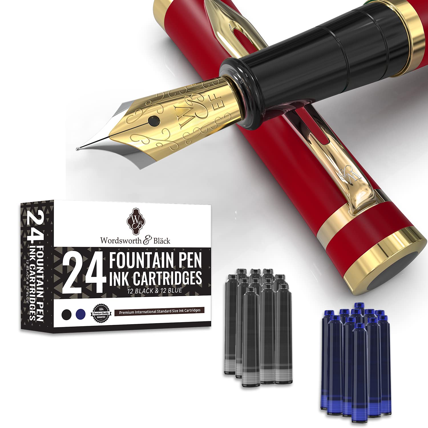 Wordsworth & Black Fountain Pen, Extra Fine Point Ink Pens, Crimson Red