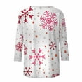 thumbnail image 5 of Fiaer Christmas Womens T Shirts 3/4 Sleeve Shine Tree Oversized Xmas Tshirts Crew Neck Loose Fit Trendy Breathable Casual Tops White3 M, 5 of 5