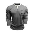 thumbnail image 4 of GuangCheng Mens Slim Fit Henley Shirts,Long Sleeve,Casual Basic Tees,with Chest Pocket,Soft Comfortable Daily Wear Tops,Gray,Size XL, 4 of 8