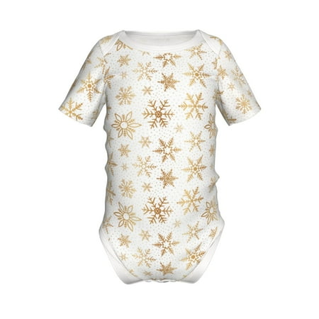 

Lukts gold Snowflake print Print Baby Short Sleeve Romper Onesie for Newborn Baby Boys and Girls-