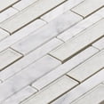 thumbnail image 3 of Modket TDH469NS White Calacatta Marble Stone Crackle Glass Linear Mosaic Tile Kitchen Backsplash, 3 of 5