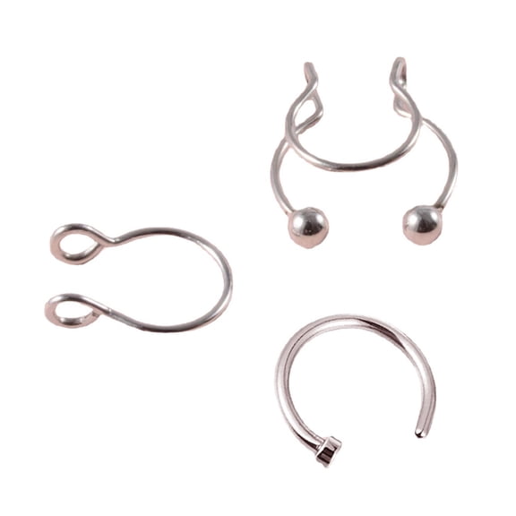 UNTERING Nose Stud 3pcs Fake Nose Studs Stainless Steel Nose Cuffs Clip On Nose Hoop Piercing Body Jewelry for Women Men