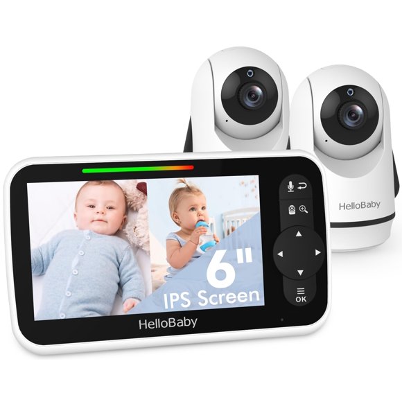 Monitor de Bebé con Video HelloBaby HB6351Plus-2 Pantalla IPS de 6" 2 Cámaras