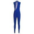 thumbnail image 3 of inlzdz Women's Rhinestones Sleeveless Full Body Jumpsuit Gymnastics Leotard Unitard for Ballet Dance Royal Blue XXL, 3 of 5