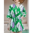 thumbnail image 3 of Lollipie Womens Romper V Neck Batwing Sleeve Casual Allover Print Outfits Loose Short One Piece Jumpsuits with Pockets Short Sleeves Jumpsuits Wide leg Outfit, 3 of 9