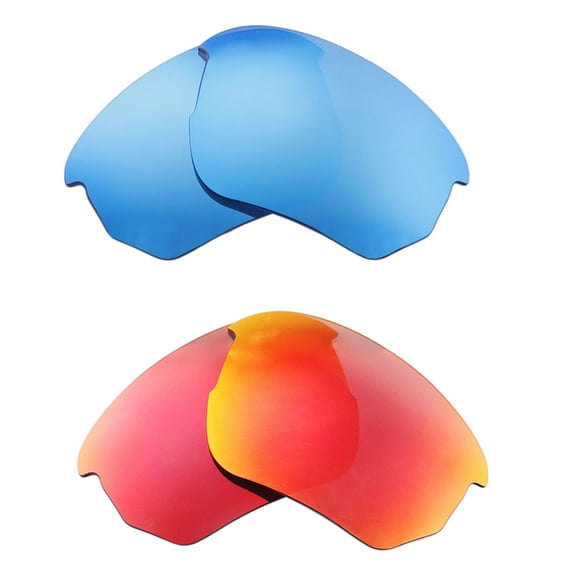 Walleva Polarized Fire Red   Ice Blue Replacement Lenses For Oakley Flak Beta OO9363 Sunglasses