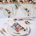 thumbnail image 3 of Thin Blue Red Striped Cloth Napkins, Patriotic Gnomes 4th of July Beige Washable and Reusable Dinner Napkins Set of 8, Table Napkin for Kitchen Party Birthday Wedding Hotel Housewarming 20"x20", 3 of 9