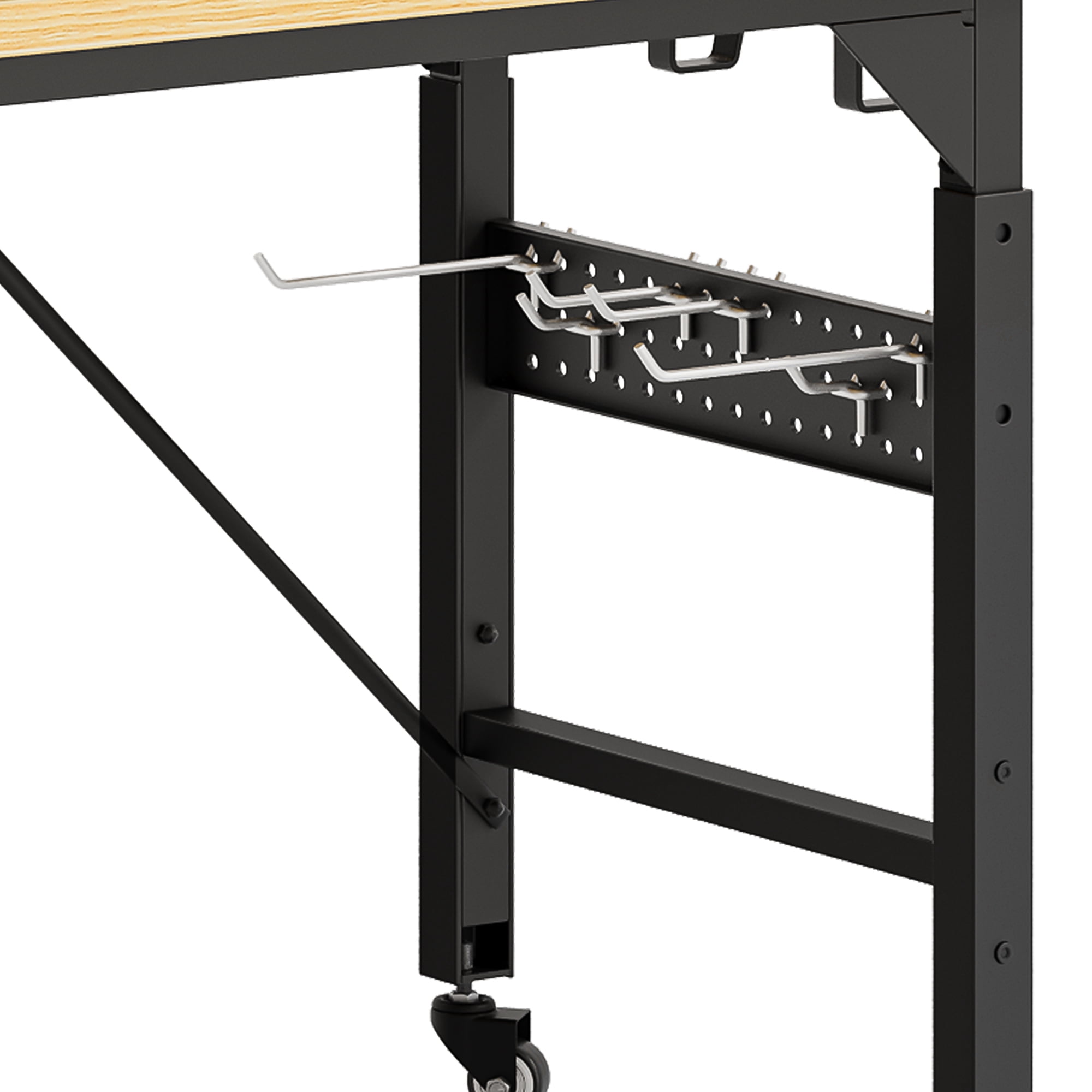 Uforic Multifunctional Workbench with Pegboard Worktable w/ Power Outlets and Wheels