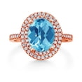 thumbnail image 2 of Gem Stone King 18K Rose Gold Plated Silver Halo Engagement Ring Checkerboard Topaz Moissanite (2.68 Cttw), 2 of 3