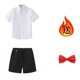 thumbnail image 4 of Odeerbi Niños 3 Piezas Caballero Traje Formal Preppy Vestido de Manga Corta Camisa de Vestido y Traje Pantalones Cortos Con Corbata Colegial Conjunto de Uniforme, 4 of 6