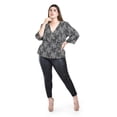 thumbnail image 4 of Blusa cruzado con cinto Roman Fashion /Tallas Extras, 1684 (Negro) negro 40, 4 of 5
