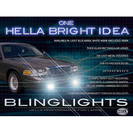 Driving Light Kit Parts 1998-2011 Ford Crown Victoria Xenon Fog Lamps Driving Lights Foglamps Foglights Light Lamp Kit ()