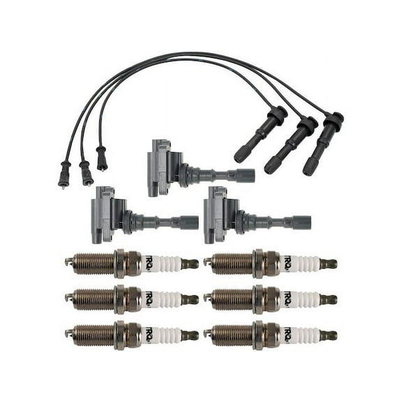 Ignition Coil Spark Plug and Wire Set 10 Piece - Compatible with 2003 - 2005 Hyundai XG350 2004