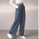 thumbnail image 5 of Pantalones de Traje Anchos para Mujer, Holgados, de Cintura Alta Elástica, Informales, Largos, Color Gris Oscuro, Talla S, 5 of 7