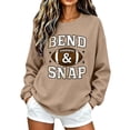 thumbnail image 6 of Women's Funny Letter Printed Graphic Football Fan Sweatshirt,Long sleeve Casual Crewneck Pullover Tops for Game Day,Weekend,Daily Wear Khaki XL, 6 of 7