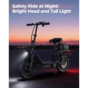 Adults Electric Scooter with Seat, 500W Motor, 22MPH, 27/40 Miles Range, Dual Suspension, Foldable Commuter E Scooter with Brasket for Daily Commute, Grocery, or Pet Travel