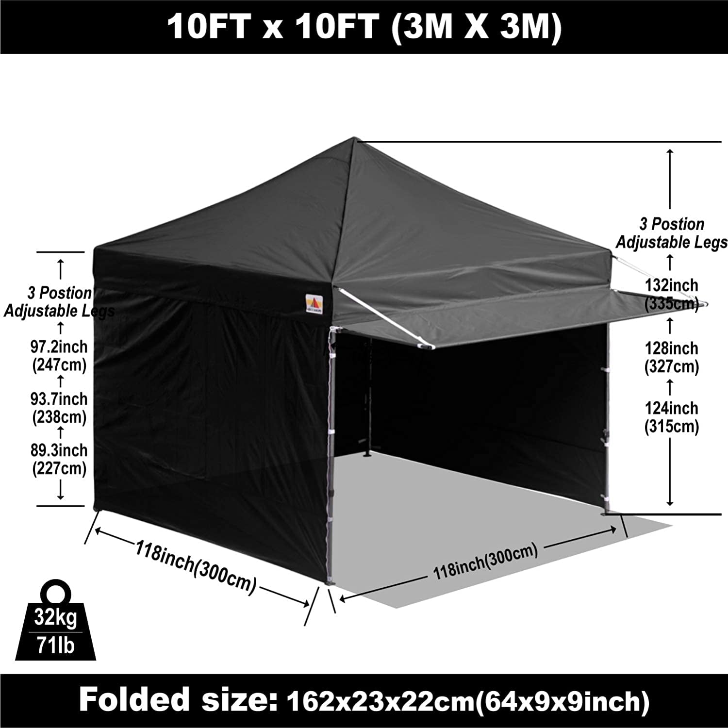 Weight Bags ABCCANOPY Canopy Tent 10 x 10 Pop-up Instant Shelters Commercial Portable Market Canopies with Matching Sidewalls Roller Bag,Bonus Canopy Awning