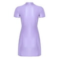 thumbnail image 4 of iixpin Women's Oil Shiny Bodystockings Mini Dress Sheer Nylon Elastic Tights Dresses Cocktail Dress Light Purple XL, 4 of 7