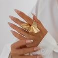 thumbnail image 2 of Yoyauz Wide Bands Rings Thick Rings For Women Irregular Thick Gold & Silver Rings Simple Statement Rings Jewelry Gifts For Women, 2 of 6