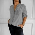 thumbnail image 2 of BYHONG Long Sleeve Shirts for Women Womens Button Down Shirts Plaid Shackets Business Casual Blouse Top Gray S, 2 of 5