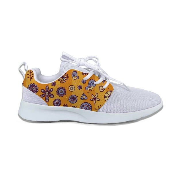 Espadrilles à Lacets Blanches pour Femmes Design Drapeau Hawaïen Chaussures de Course Confortables Chaussures de Marche Décontractées Plates