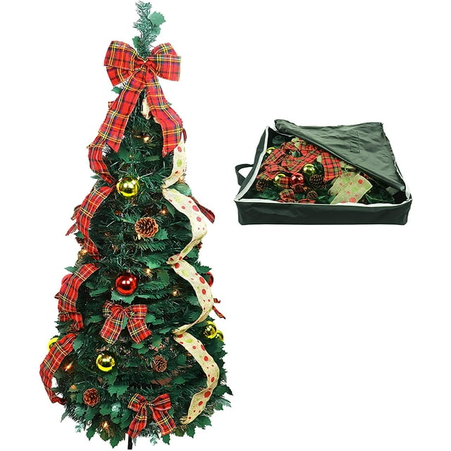 Top Treasures Fully Decorated Pop Up Christmas Tree Pre lit Instant