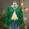 thumbnail image 4 of ClodeEU Women's Sweatshirt With Christmas Tree Print ,Ruffle Long Sleeve Round Neck Loose Fit Pullover Tops Green,Womens Plus XL, 4 of 5