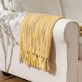 thumbnail image 2 of Battilo Yellow Throw Blanket for Couch, Fall Decorative Gold Throw Blanket for Sofa, Mustard Bed Throws with Tassel for Home Decor, 50"x60", 2 of 6