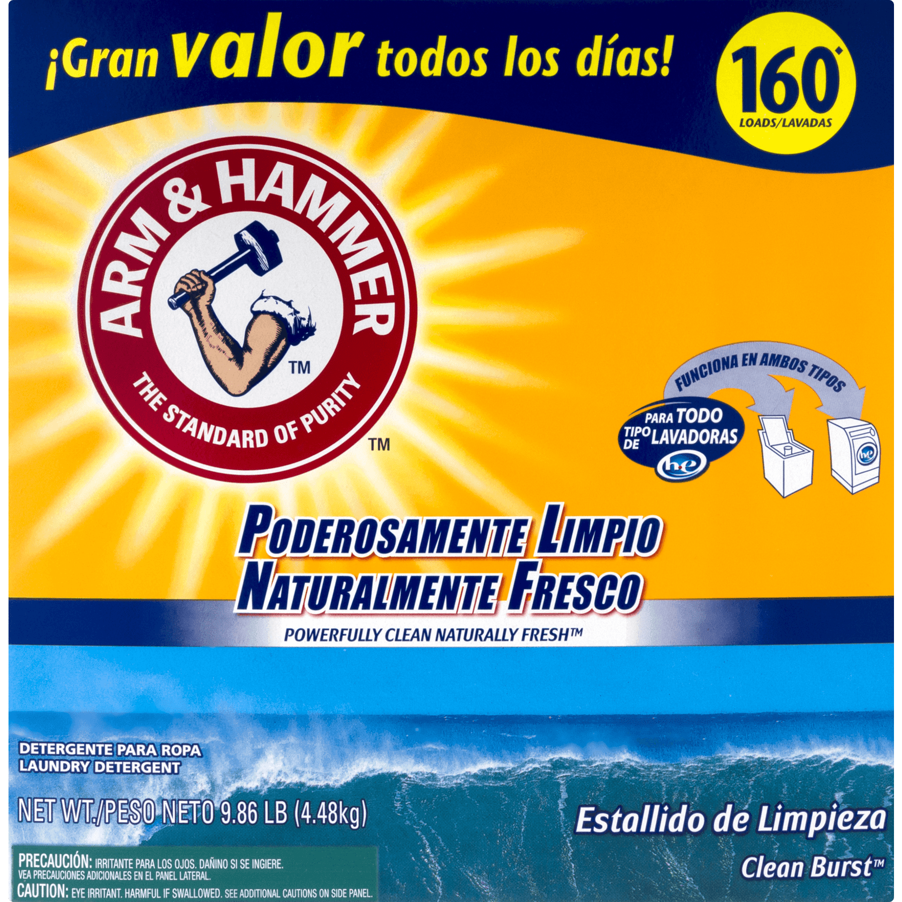 Arm &amp; Hammer Powder Laundry Detergent, Clean Burst, 11.9 lb, Box, 3/Carton