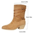 thumbnail image 4 of Womens Wide Calf Ankle Boots Suede Pointed Toe Casual Stacked Heel Strappy Pull on Chelsea Booties, 4 of 6