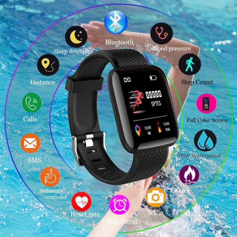 Fitness Tracker Bluetooth Smart Wristband Color Touchscreen Swim Posture Detect Heart Rate Sleep Snap Smart Bracelet Smart Watch Red smart wristband