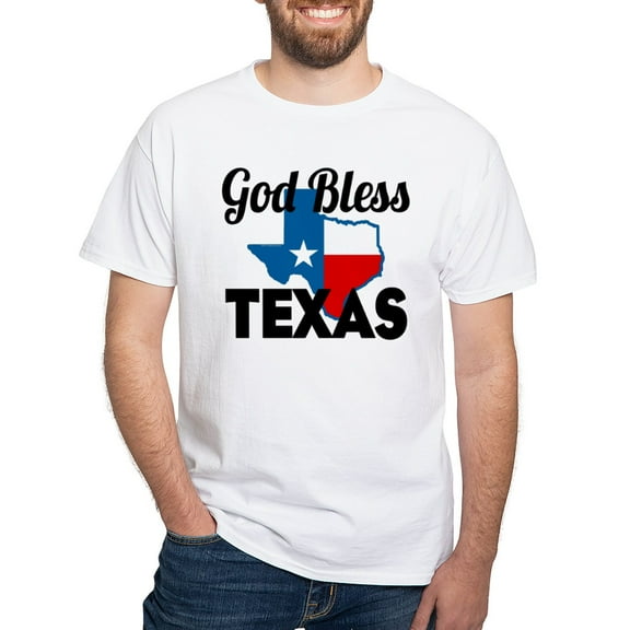 CafePress - God Bless Texas T Shirt - Men's White Classic Cotton T-Shirts