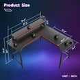 thumbnail image 4 of Bestier L Shape Gaming Computer Desk with LED lights Monitor Stand & Hook, Carbon Fiber Black, 4 of 5